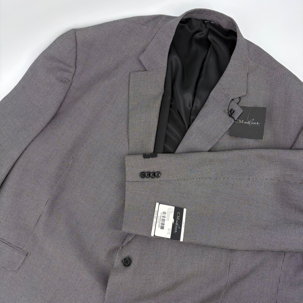 CM Silver Edition Blazer Mens 5XL Black White Houndstooth Two Button Sport Coat